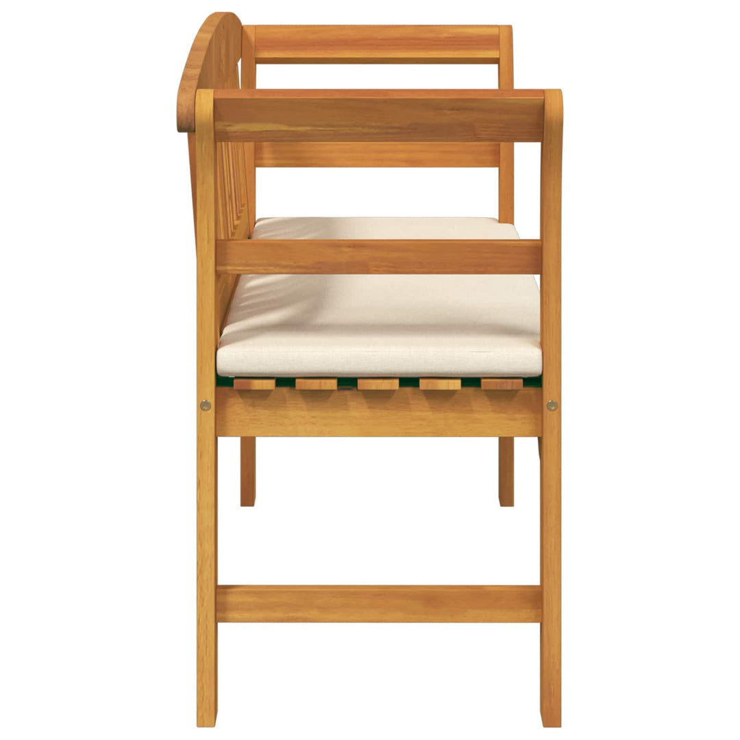 Rosabänk Med Kudde Krämvit 114 X 46 X 82,5 Cm Massivt Akaciaträ
