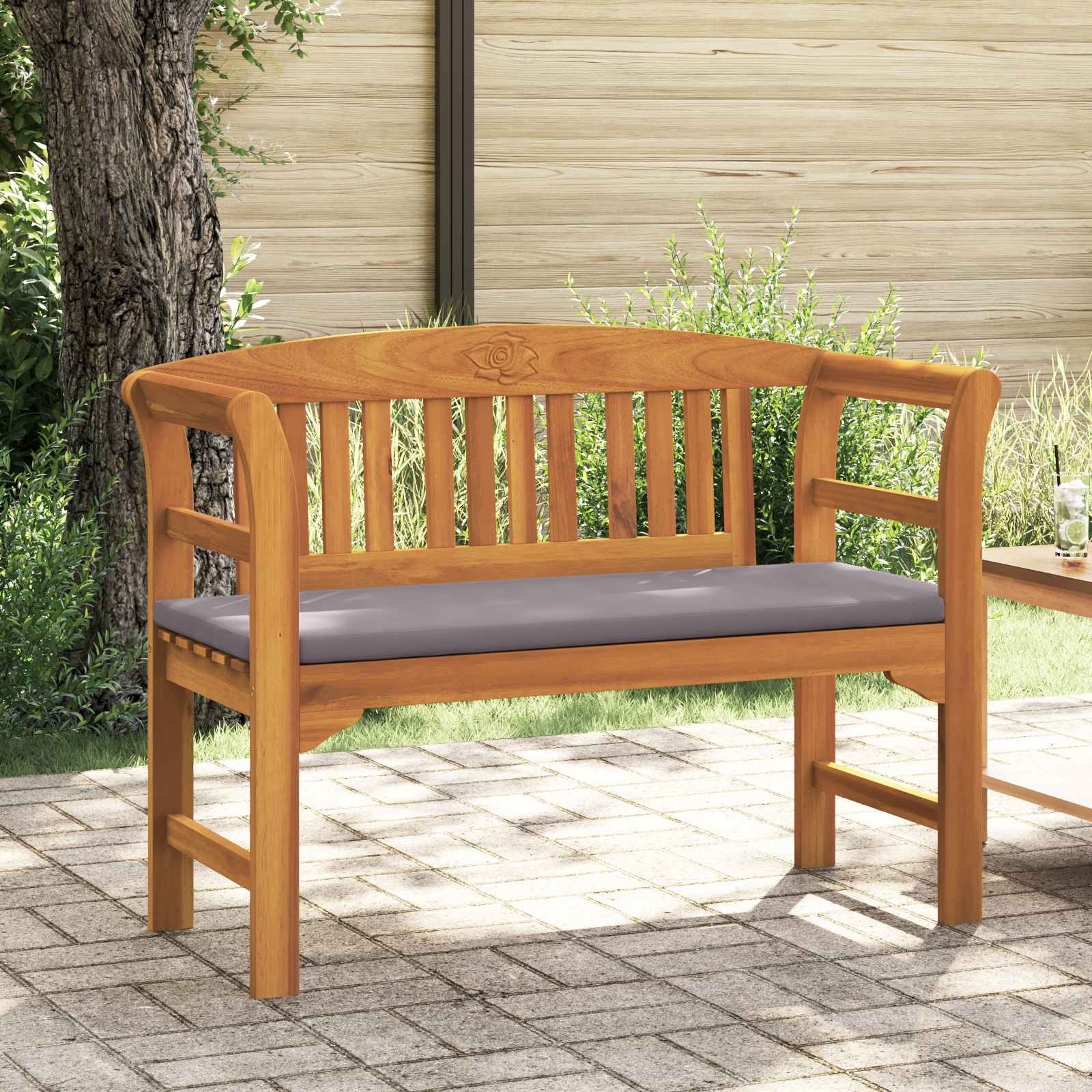 Rosabänk Naturlig 114 X 46 X 82,5 Cm Massivt Akaciaträ