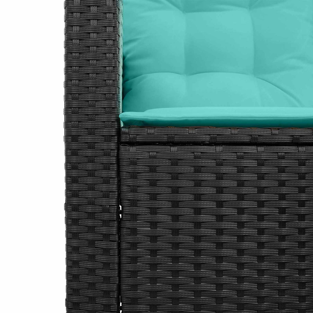 Trädgårdsoffa Med Kudde 2 Pcs Svart Och Turkos Poly Rattan