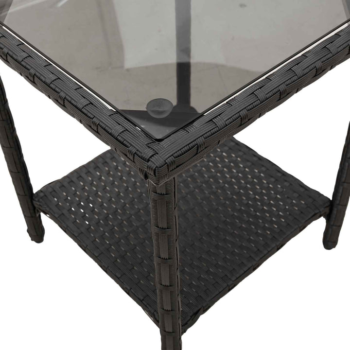 Trädgårdsoffa Med Kudde 2 Pcs Svart Och Turkos Poly Rattan
