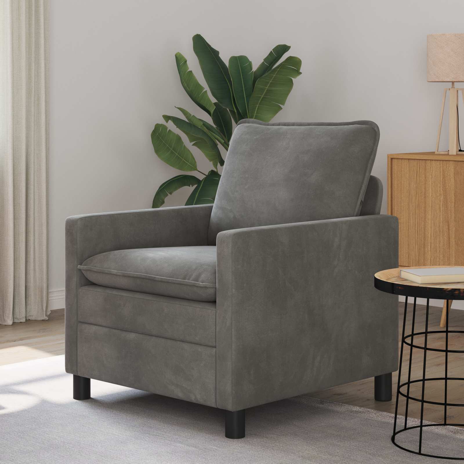Soffa Mörkgrå 76 X 81 X 87,5 Cm Sammet