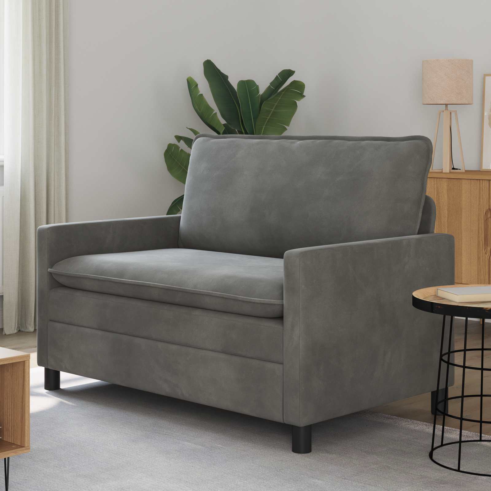 Soffa Mörkgrå 126 X 81 X 87,5 Cm Sammet