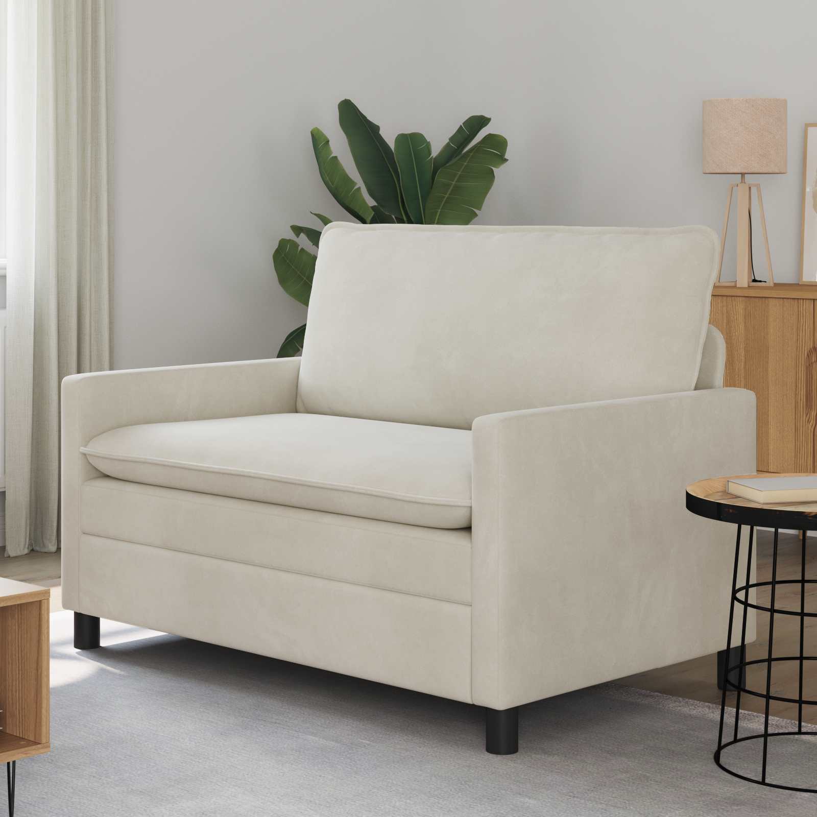 Soffa Gräddvit 126 X 81 X 87,5 Cm Sammet