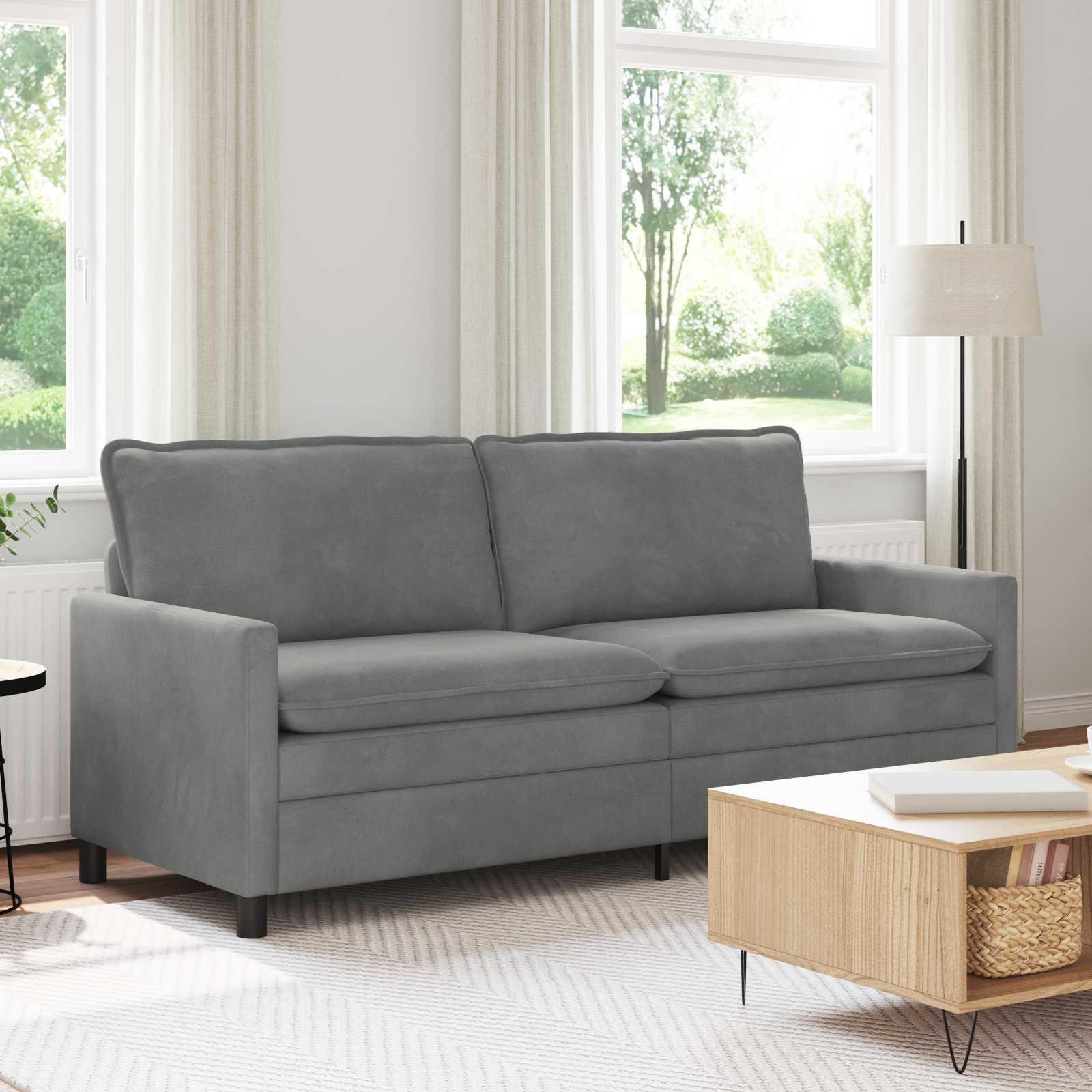 Soffa Mörkgrå 196 X 81 X 87,5 Cm Sammet