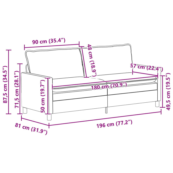 Soffa Mörkgrå 196 X 81 X 87,5 Cm Sammet