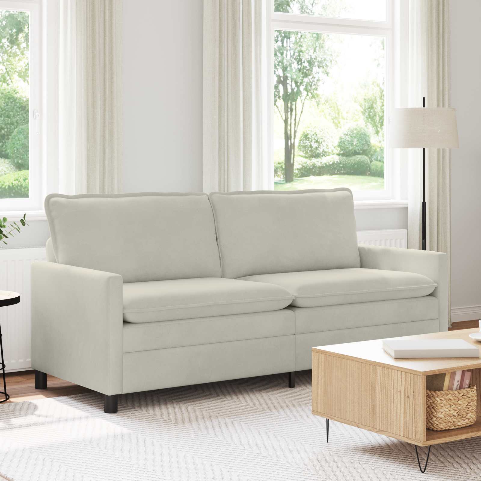 Soffa Gräddvit 196 X 81 X 87,5 Cm Sammet