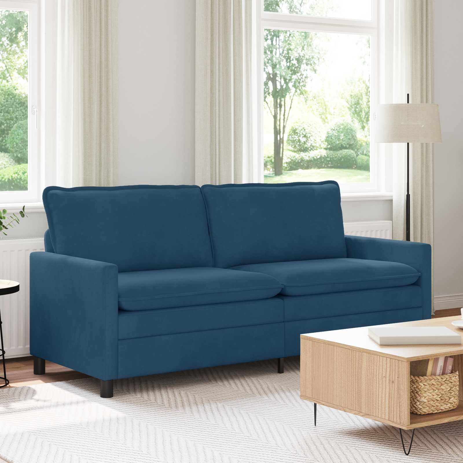 Soffa Blå 196 X 81 X 87,5 Cm Sammet
