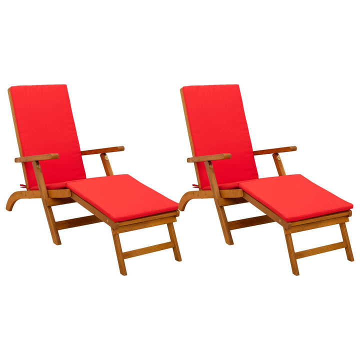 Reclining Och Fällbar Solstol 2 Pcs Röd 55 X 146 X 91 Cm