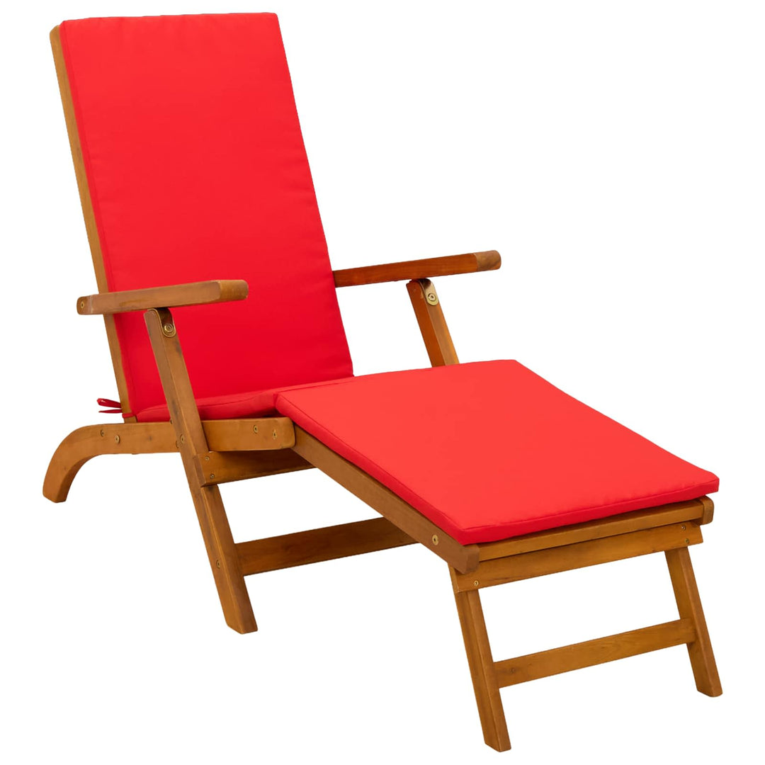 Reclining Och Fällbar Solstol 2 Pcs Röd 55 X 146 X 91 Cm