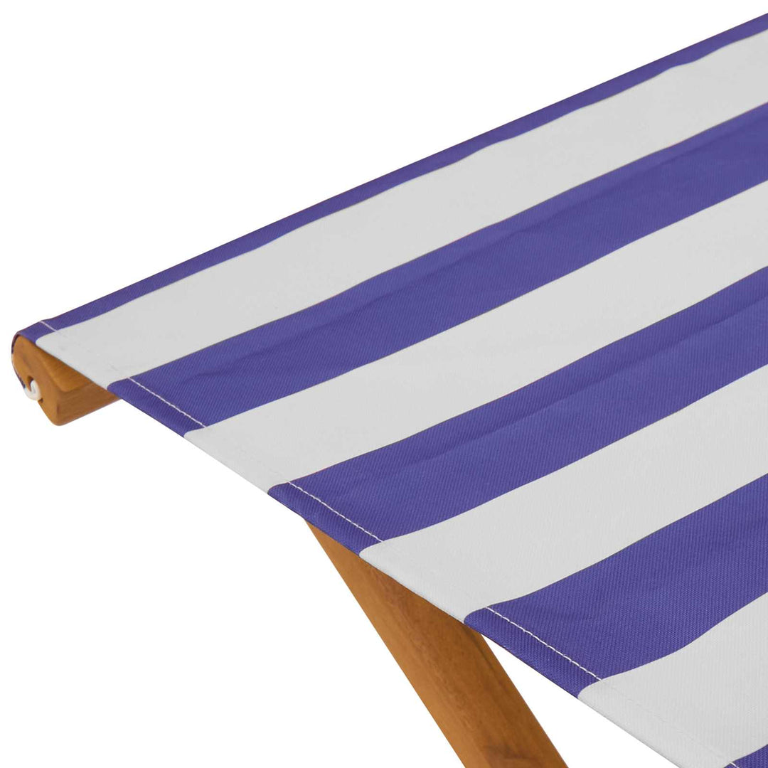Deck Chair 2 Pcs Massiv Eukalyptus Trä Blå Och Vit
