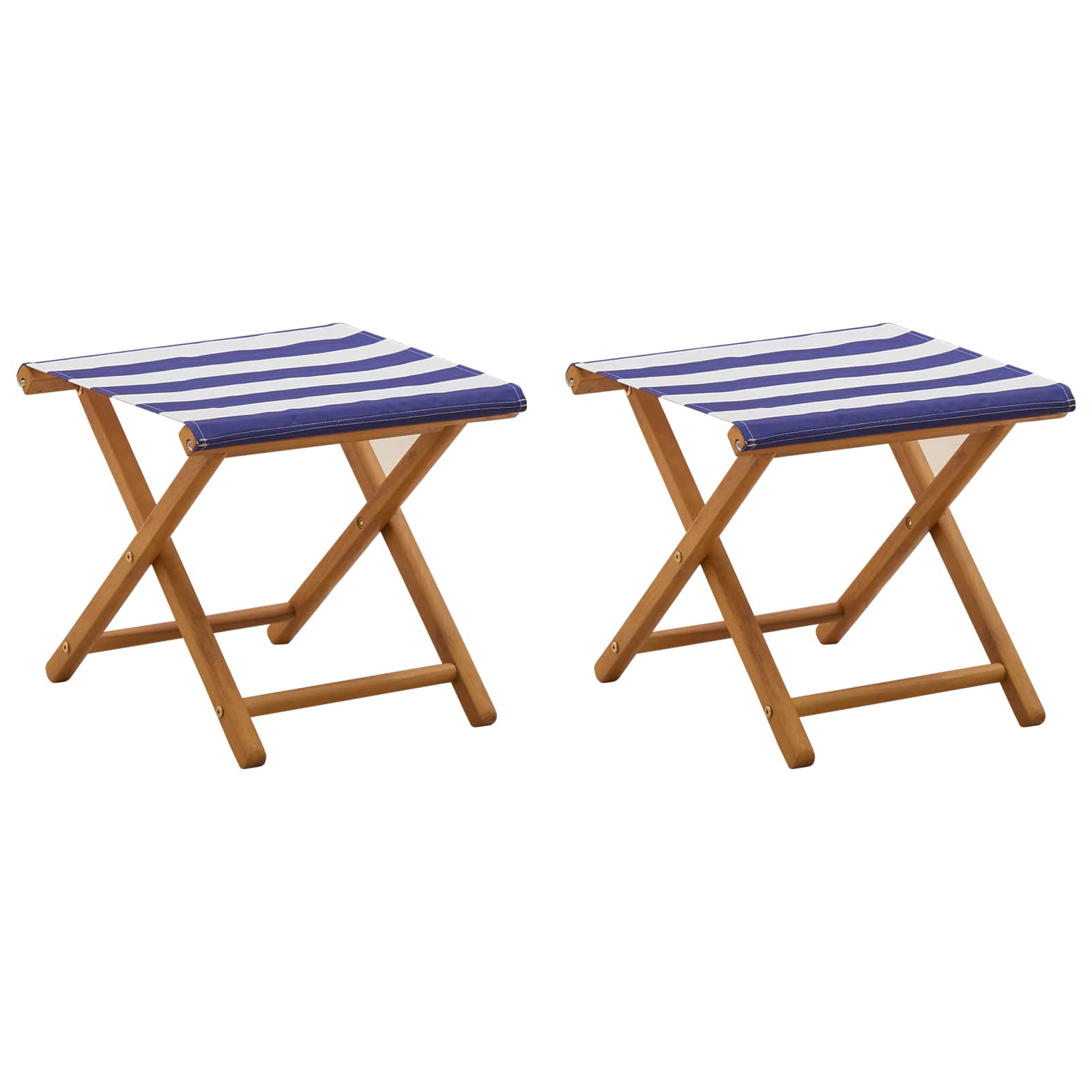 Deck Chair 2 Pcs Massiv Eukalyptus Trä Blå Och Vit