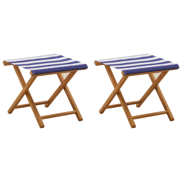 Deck Chair 2 Pcs Massiv Eukalyptus Trä Blå Och Vit