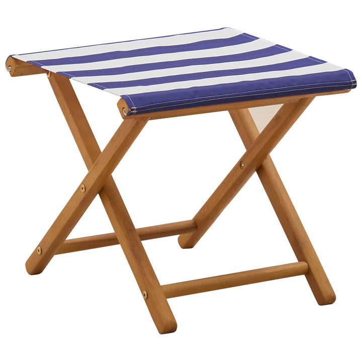 Deck Chair 2 Pcs Massiv Eukalyptus Trä Blå Och Vit