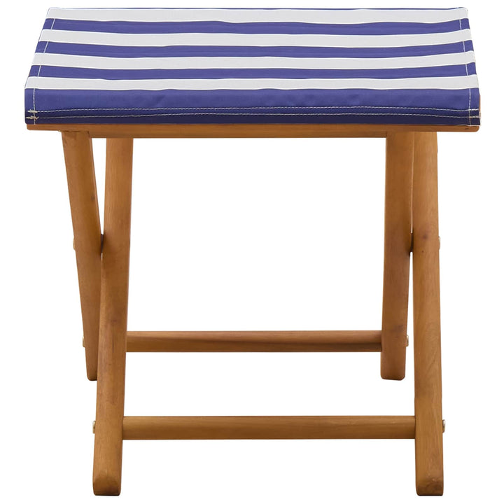 Deck Chair 2 Pcs Massiv Eukalyptus Trä Blå Och Vit