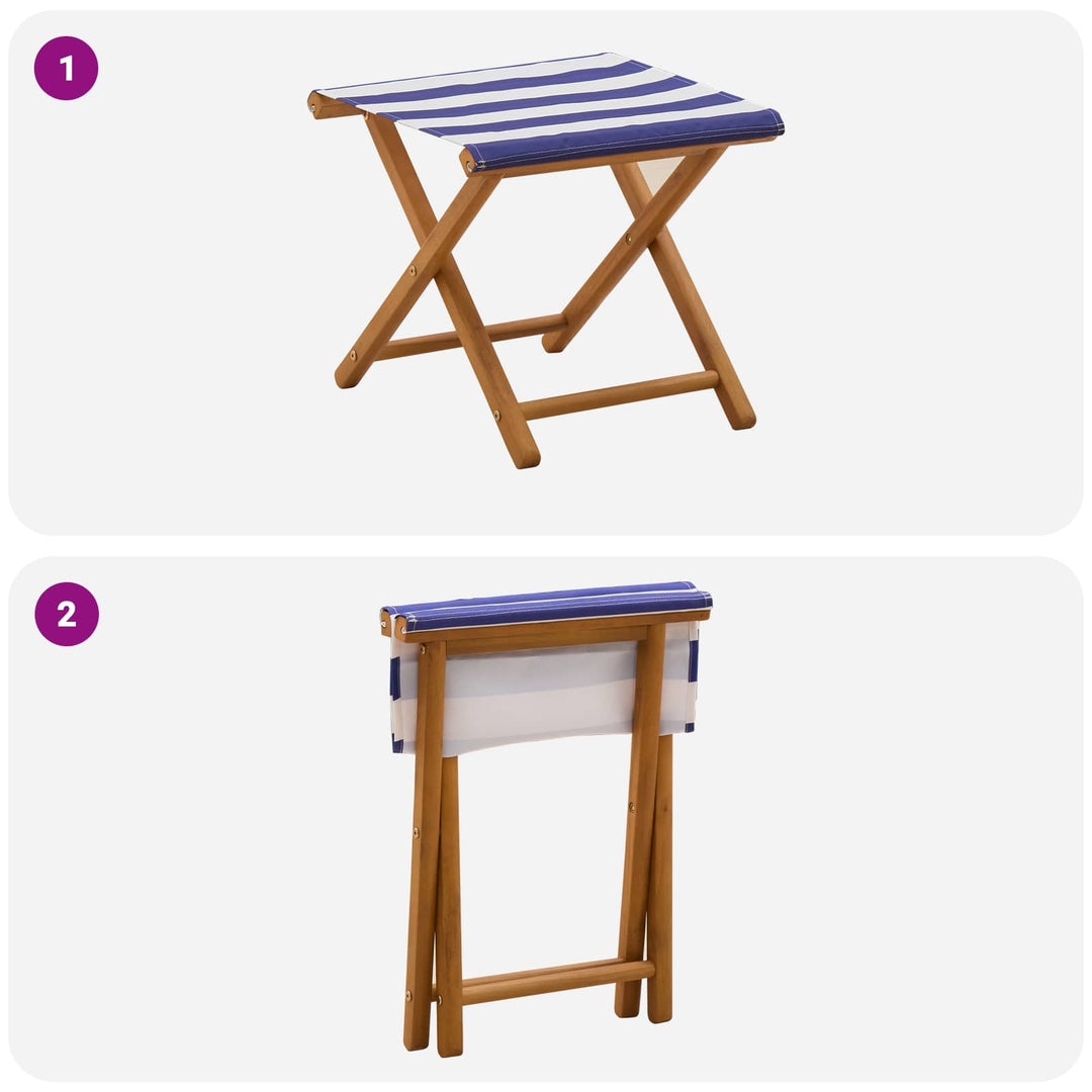 Deck Chair 2 Pcs Massiv Eukalyptus Trä Blå Och Vit