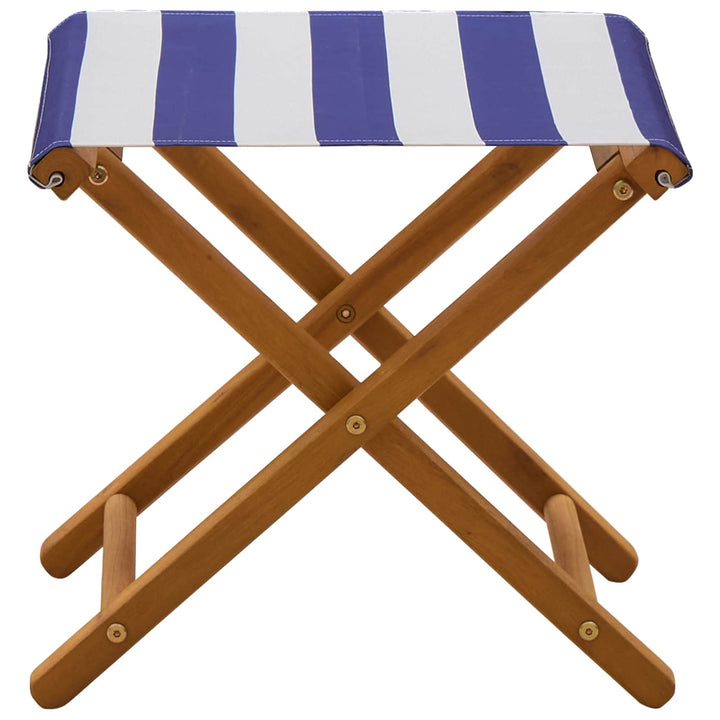 Deck Chair 2 Pcs Massiv Eukalyptus Trä Blå Och Vit