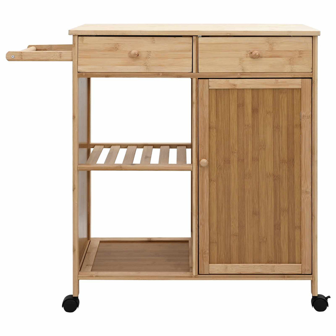 Köksvagn Med Hjul Naturfärg 90,5 X 36 X 86,5 Cm Bambus