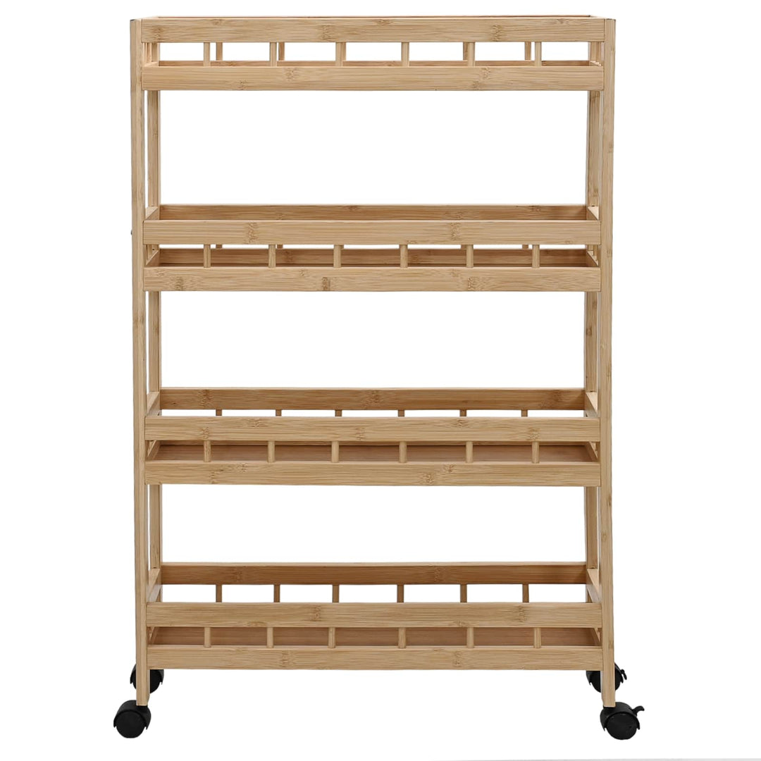 Köksvagn Med Hjul Naturfärg 60 X 18 X 97 Cm Bambus