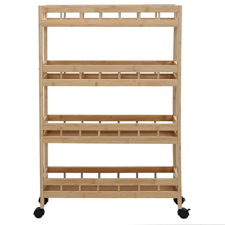 Köksvagn Med Hjul Naturfärg 60 X 18 X 97 Cm Bambus