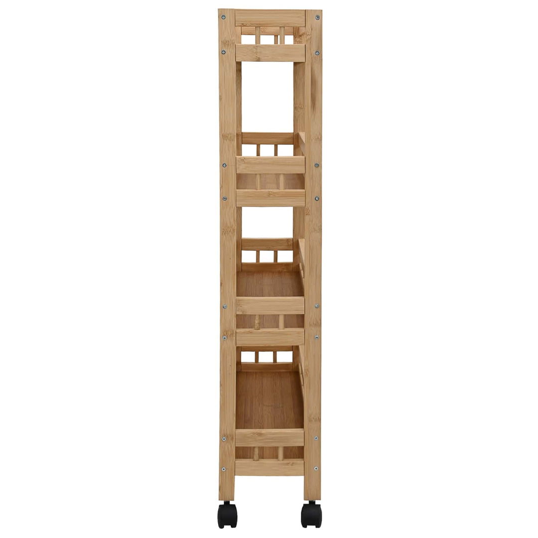Köksvagn Med Hjul Naturfärg 60 X 18 X 97 Cm Bambus