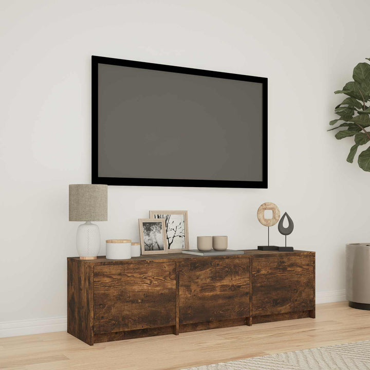 Tv-Bänk Med Led Rökt Ek 140 X 34 X 40 Cm Konstruerat Trä