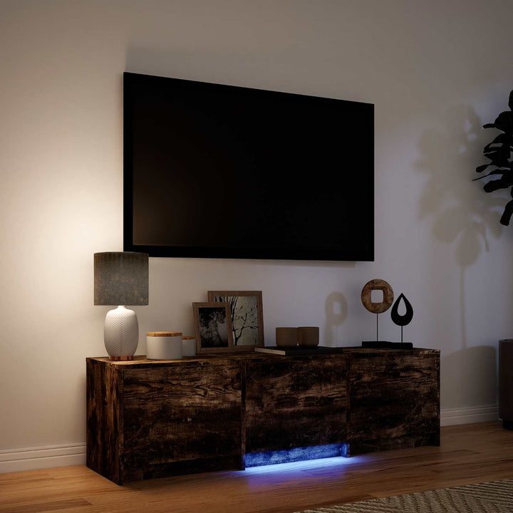 Tv-Bänk Med Led Rökt Ek 140 X 34 X 40 Cm Konstruerat Trä