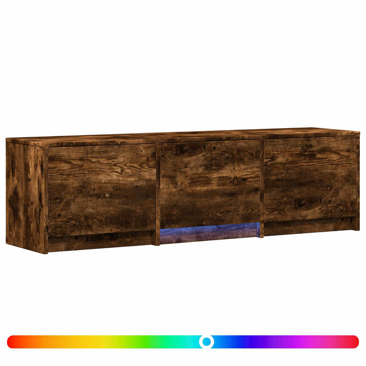 Tv-Bänk Med Led Rökt Ek 140 X 34 X 40 Cm Konstruerat Trä