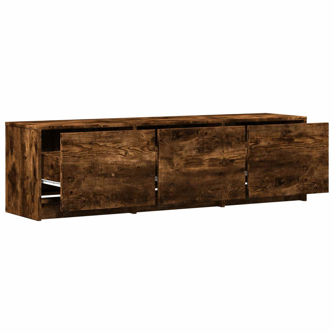 Tv-Bänk Med Led Rökt Ek 140 X 34 X 40 Cm Konstruerat Trä