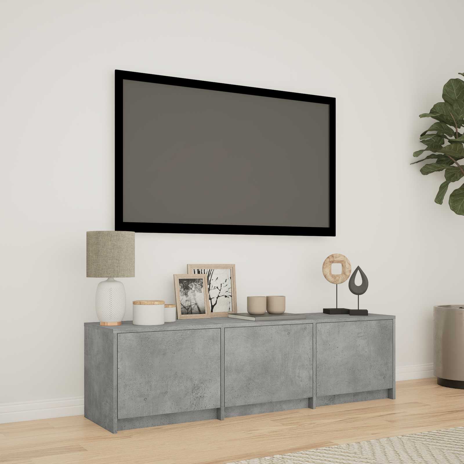 Tv-Bänk Med Led Betonggrå 140 X 34 X 40 Cm Konstruerat Trä