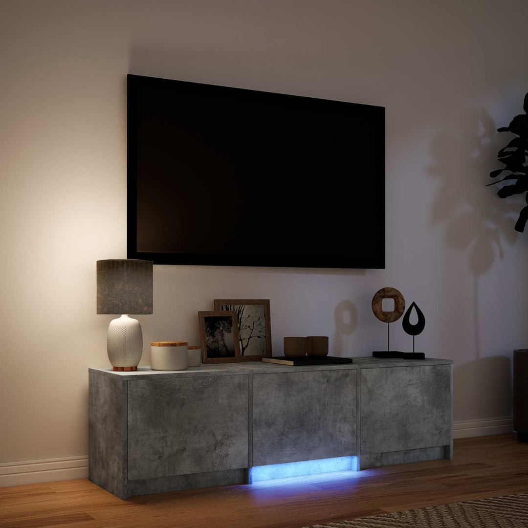 Tv-Bänk Med Led Betonggrå 140 X 34 X 40 Cm Konstruerat Trä