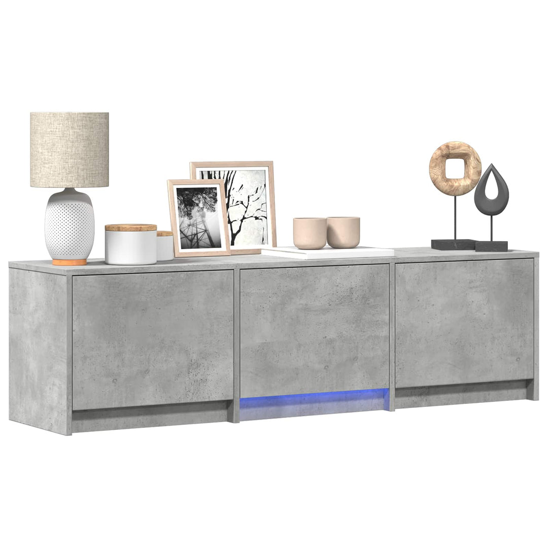 Tv-Bänk Med Led Betonggrå 140 X 34 X 40 Cm Konstruerat Trä