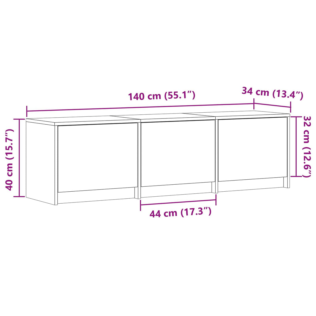 Tv-Bänk Med Led Betonggrå 140 X 34 X 40 Cm Konstruerat Trä
