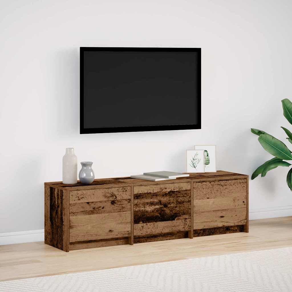 Tv-Bänk Med Led Gammalt Trä 140 X 34 X 40 Cm Konstruerat Trä