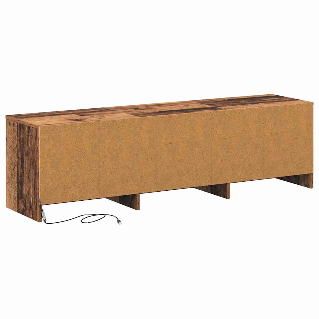 Tv-Bänk Med Led Gammalt Trä 140 X 34 X 40 Cm Konstruerat Trä