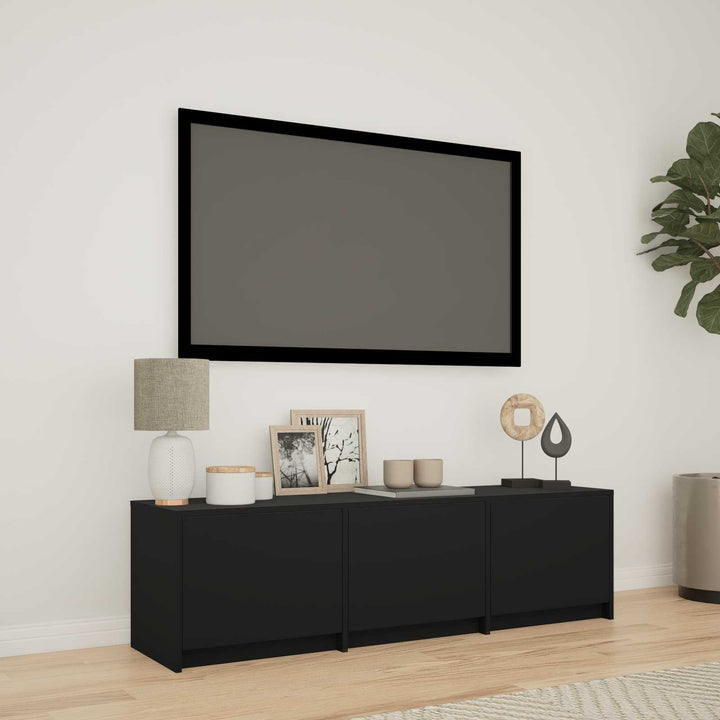 Tv-Bänk Med Led Med Led Svart 140 X 34 X 40 Cm Konstruerat Trä