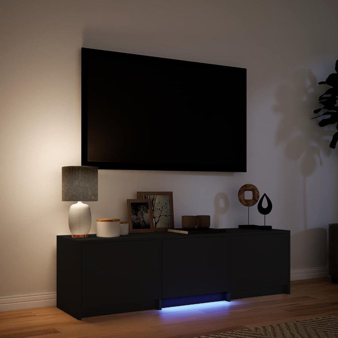 Tv-Bänk Med Led Med Led Svart 140 X 34 X 40 Cm Konstruerat Trä