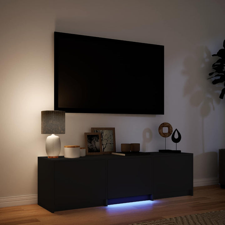 Tv-Bänk Med Led Med Led Svart 140 X 34 X 40 Cm Konstruerat Trä