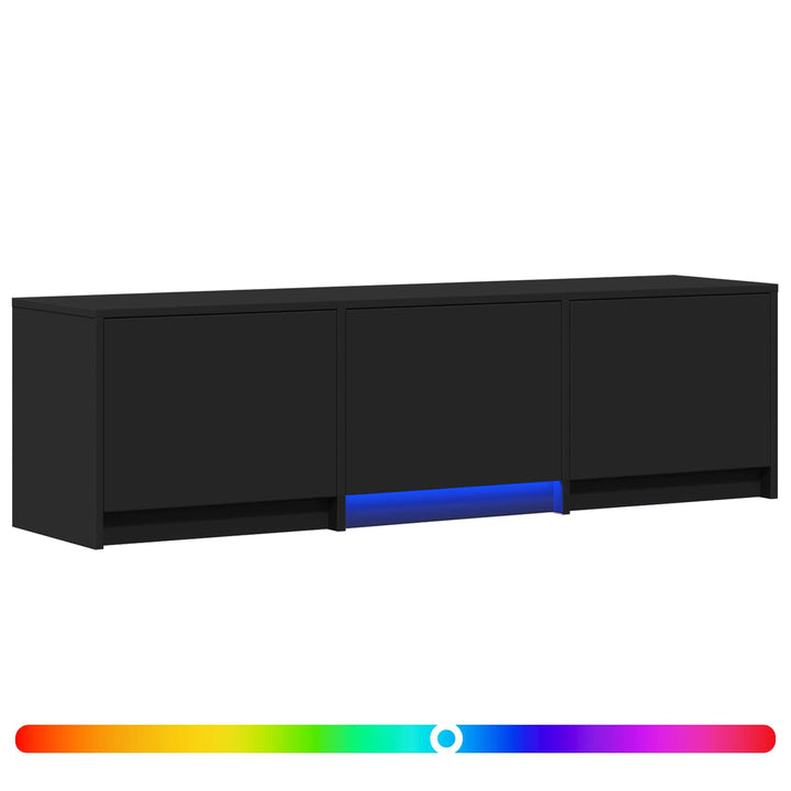 Tv-Bänk Med Led Med Led Svart 140 X 34 X 40 Cm Konstruerat Trä