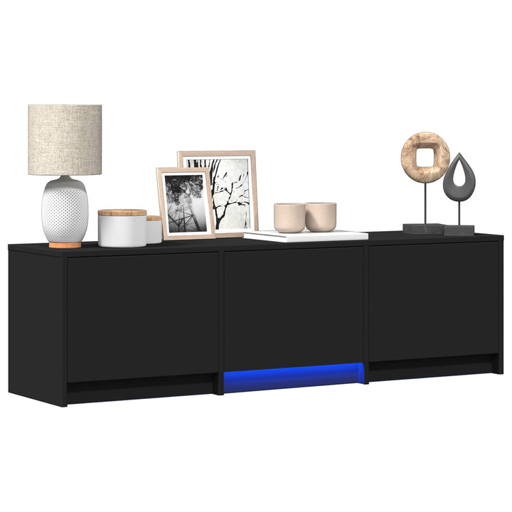 Tv-Bänk Med Led Med Led Svart 140 X 34 X 40 Cm Konstruerat Trä