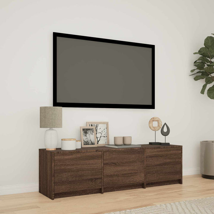 Tv-Bänk Med Led Brun Ek 140 X 34 X 40 Cm Konstruerat Trä