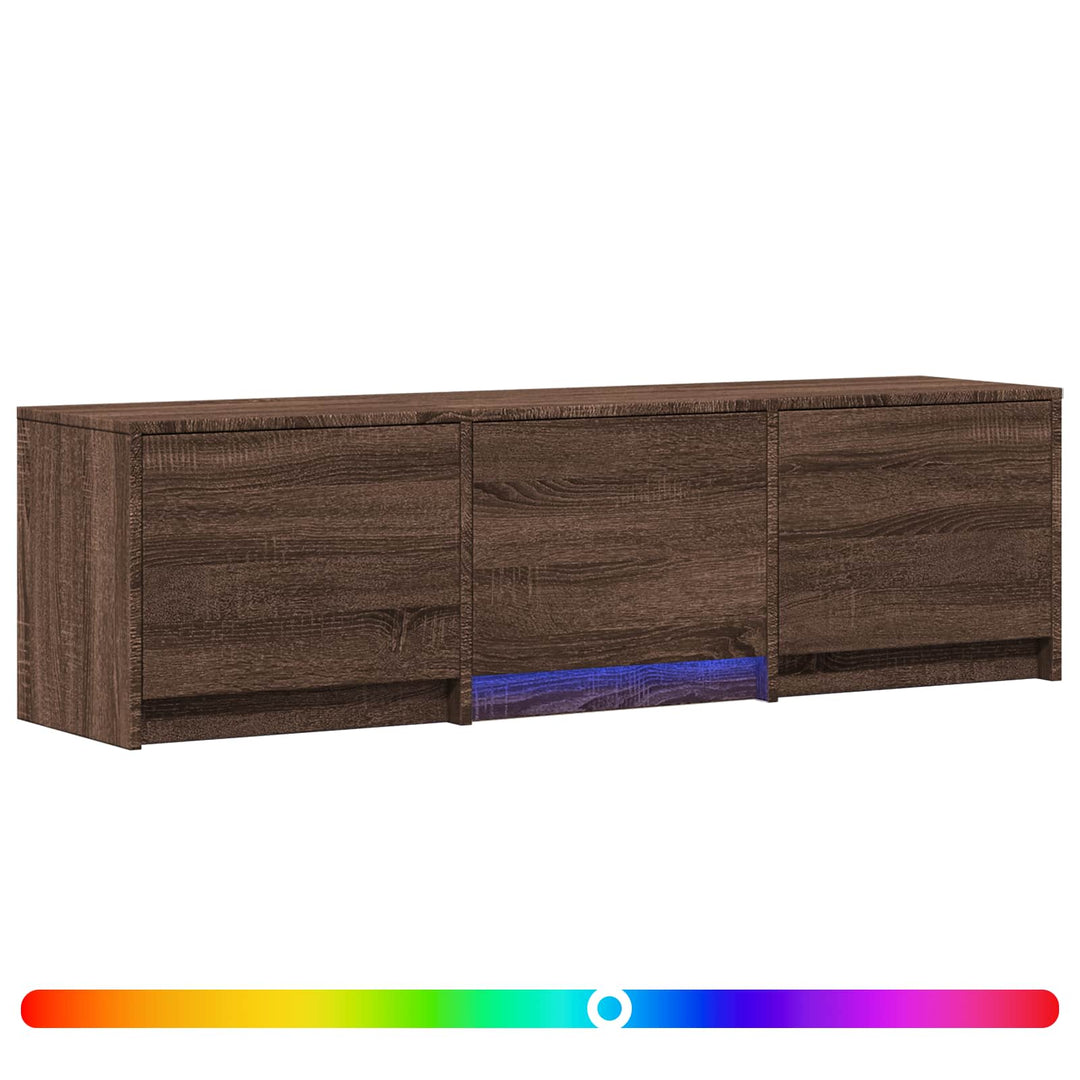 Tv-Bänk Med Led Brun Ek 140 X 34 X 40 Cm Konstruerat Trä