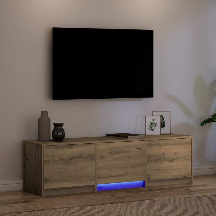 Tv-Bänk Med Led Artisan Ek 140 X 34 X 40 Cm Konstruerat Trä