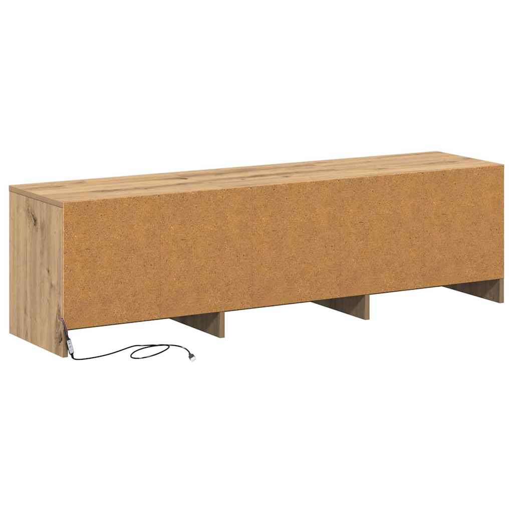Tv-Bänk Med Led Artisan Ek 140 X 34 X 40 Cm Konstruerat Trä