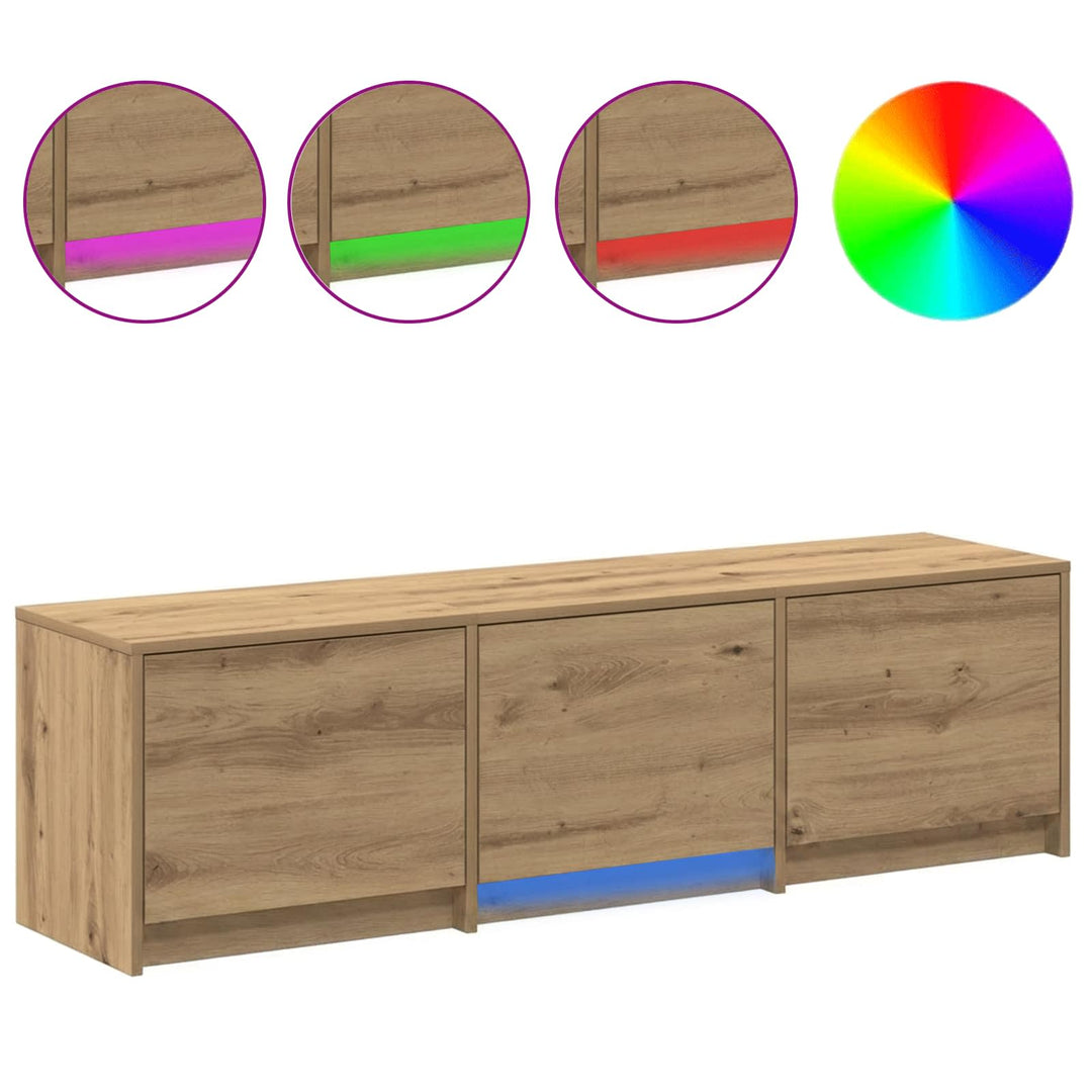 Tv-Bänk Med Led Artisan Ek 140 X 34 X 40 Cm Konstruerat Trä