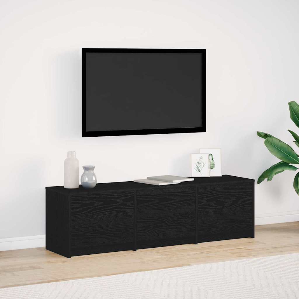 Tv-Bänk Med Led Svart Ek 140 X 34 X 40 Cm Konstruerat Trä