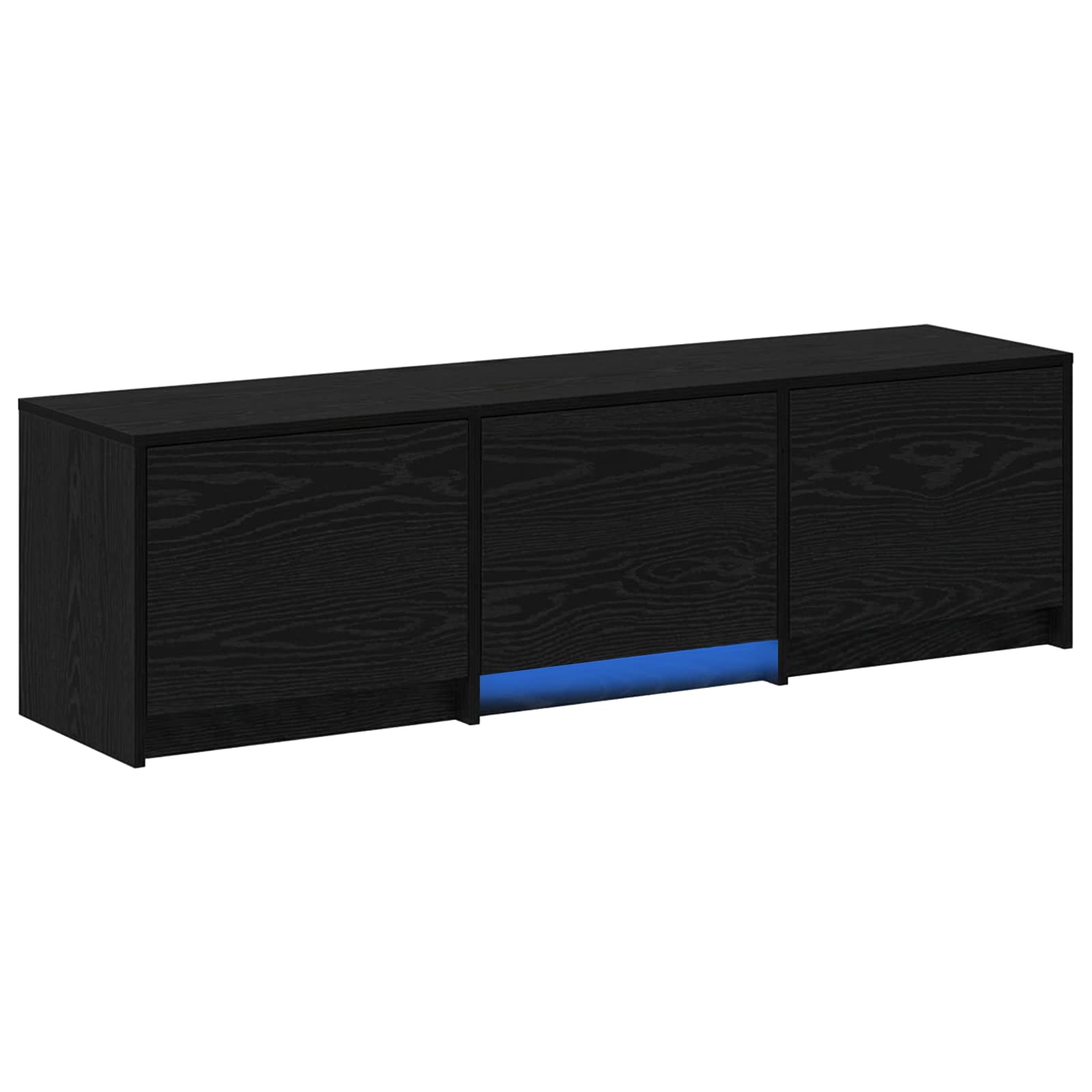 Tv-Bänk Med Led Svart Ek 140 X 34 X 40 Cm Konstruerat Trä