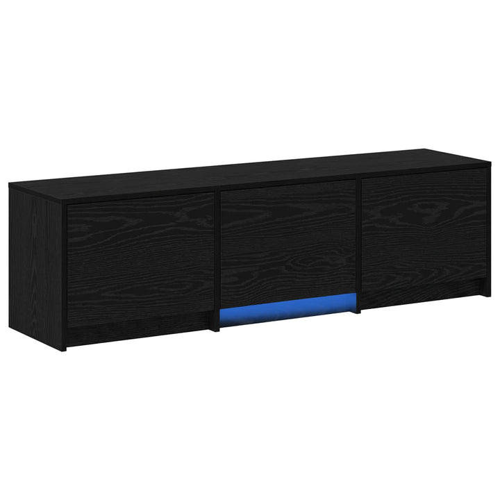 Tv-Bänk Med Led Svart Ek 140 X 34 X 40 Cm Konstruerat Trä