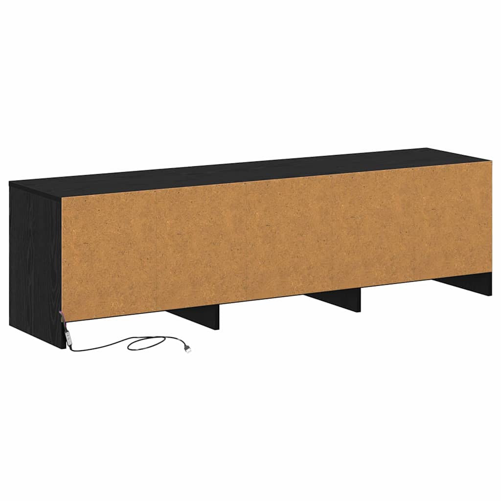 Tv-Bänk Med Led Svart Ek 140 X 34 X 40 Cm Konstruerat Trä