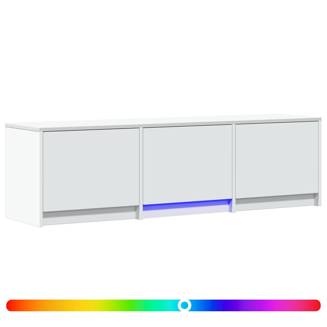 Tv-Bänk Med Led Med Låda Vit 140 X 34 X 40 Cm Konstruerat Trä