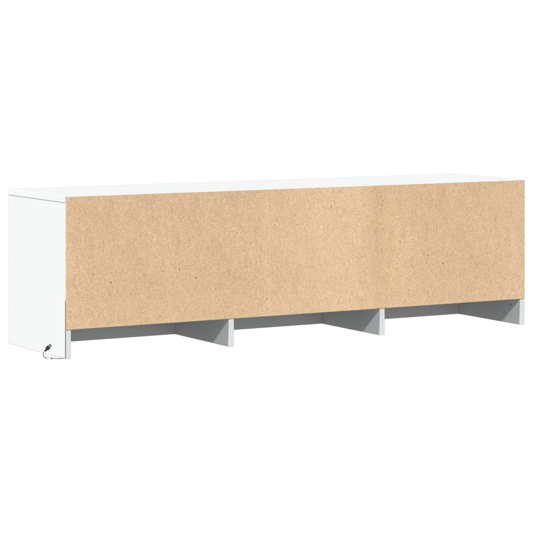 Tv-Bänk Med Led Med Låda Vit 140 X 34 X 40 Cm Konstruerat Trä